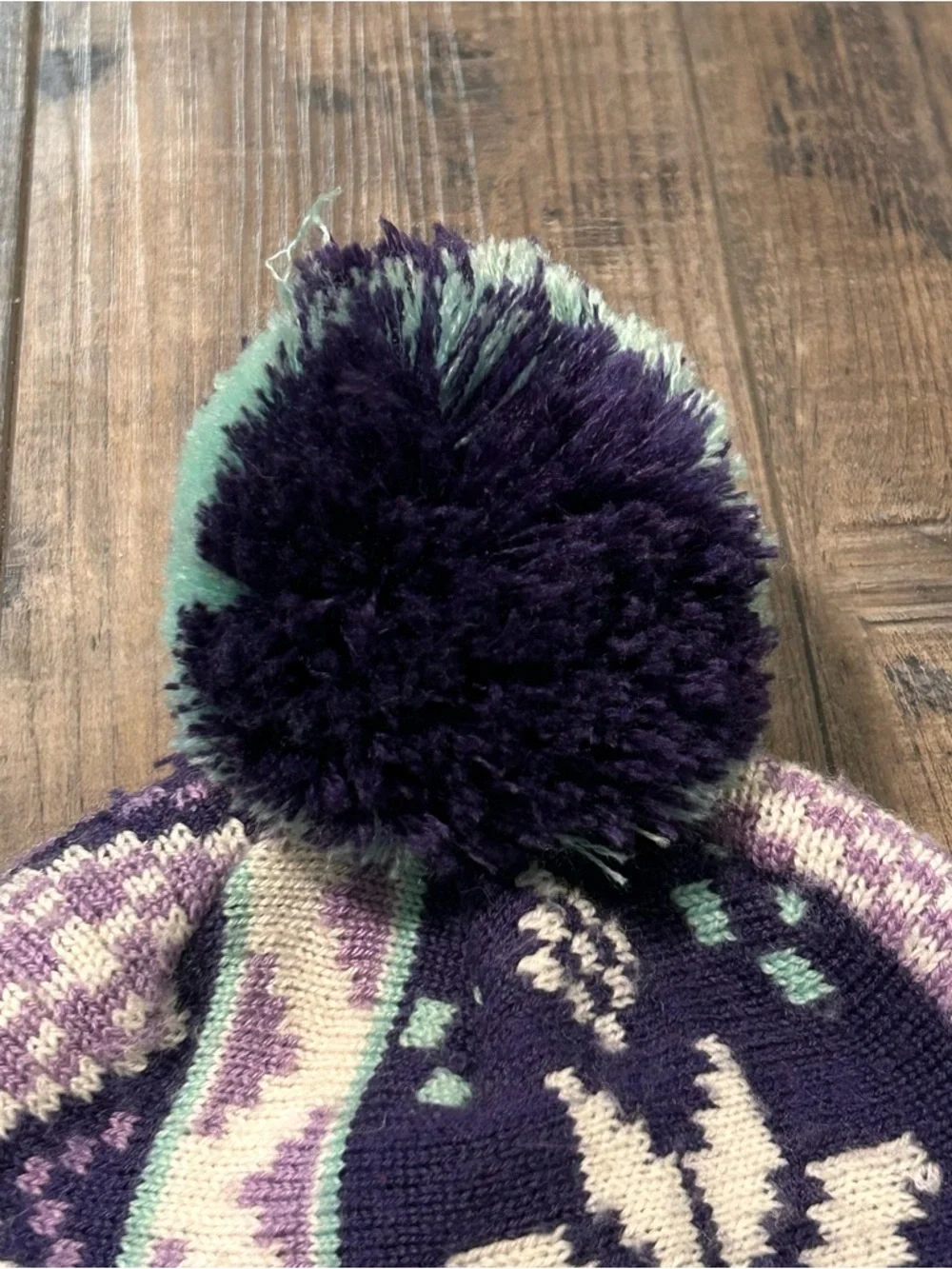Smartwool Kids' Beanie Hat Purple Heather Snowflake Pom Pom Youth‎ Small